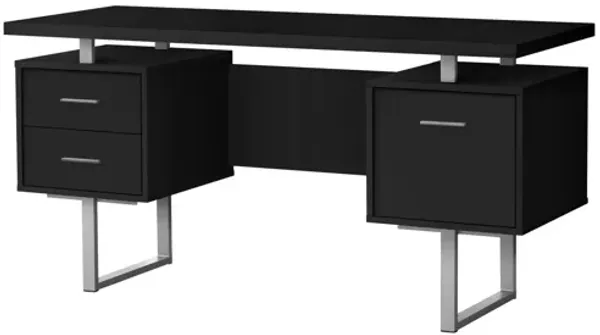 Computer Desk - 60"L / Black / Silver Metal