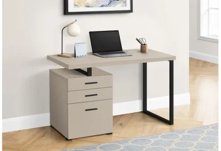 Modern Taupe Computer Desk with Drawers