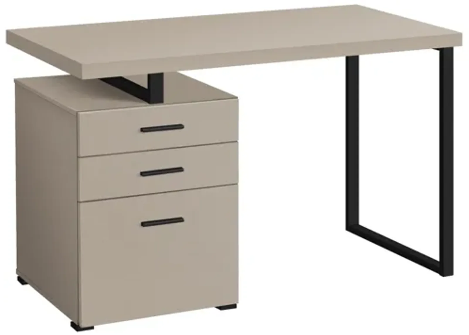 Modern Taupe Computer Desk with Drawers