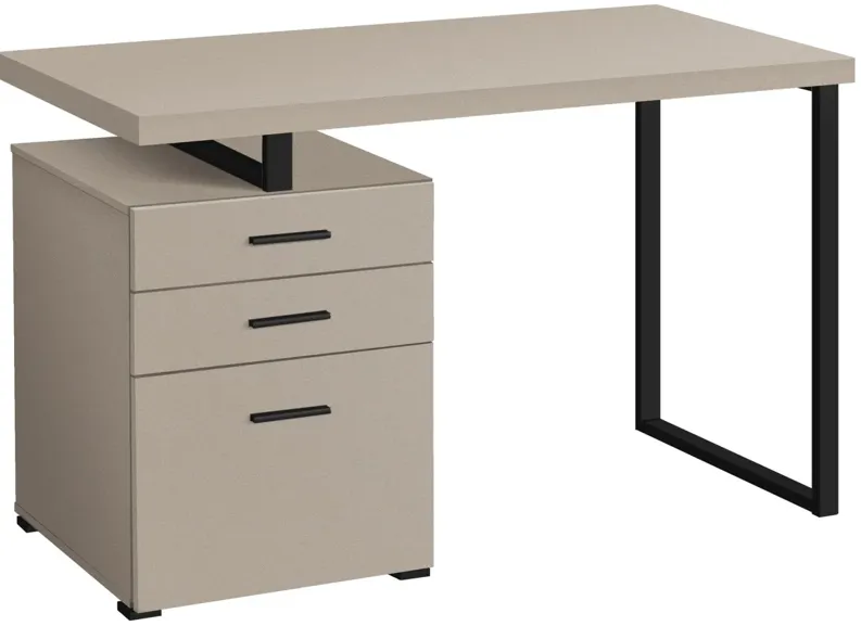 Modern Taupe Computer Desk with Drawers