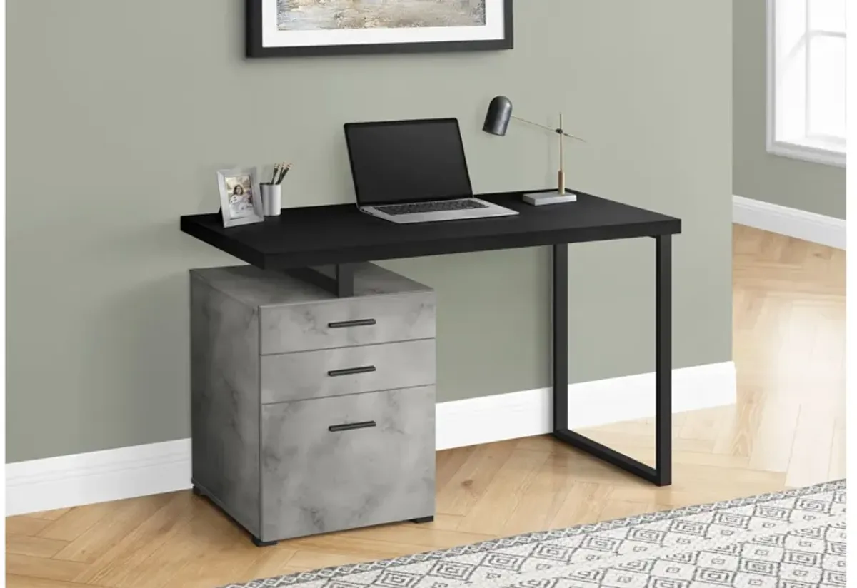 Black Concrete 48" Computer Desk