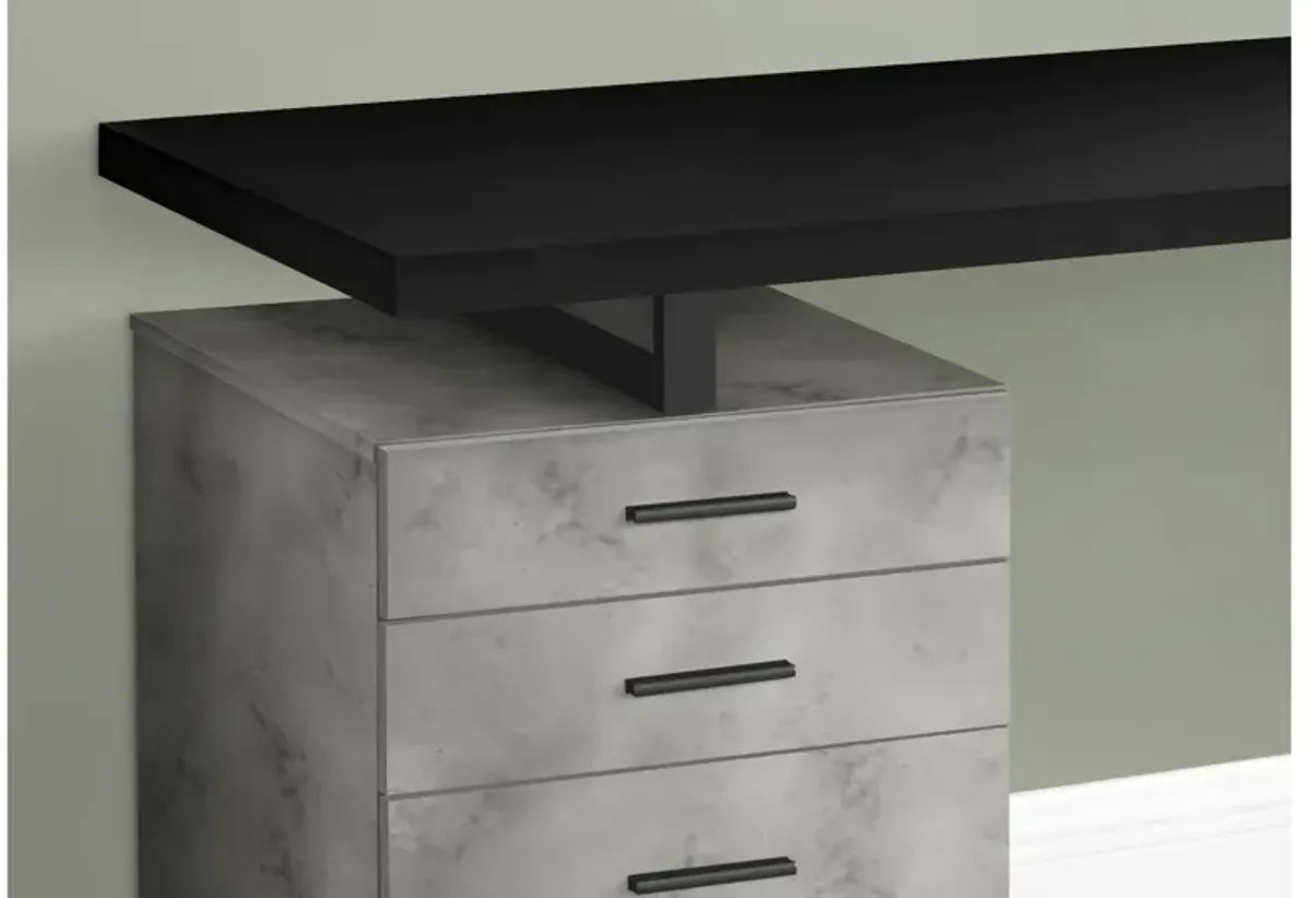 Black Concrete 48" Computer Desk