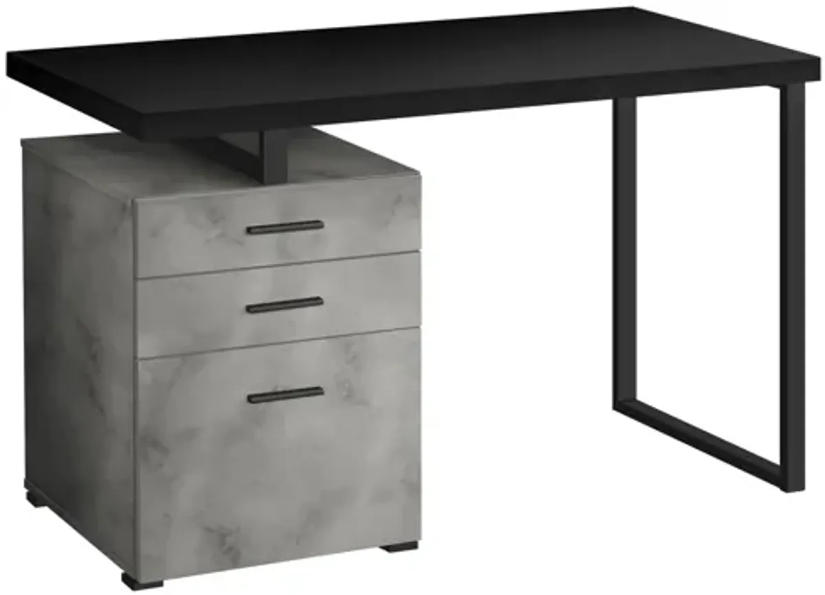 Black Concrete 48" Computer Desk