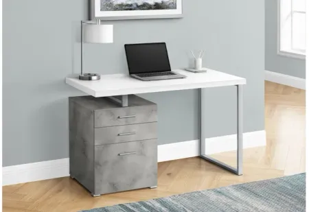 White Concrete 48" Computer Desk