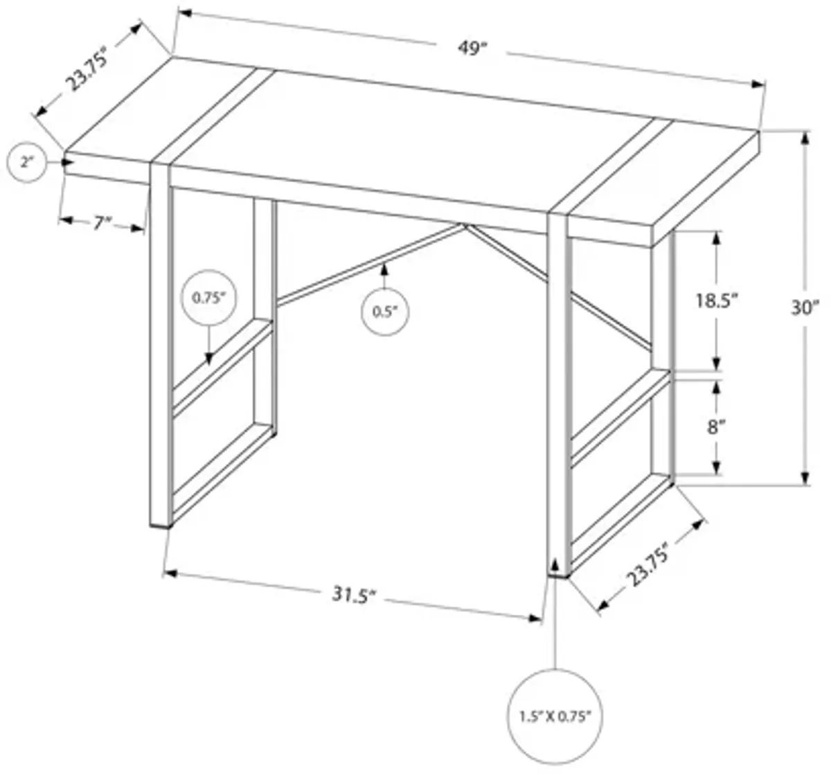 Modern Taupe 48" Computer Desk