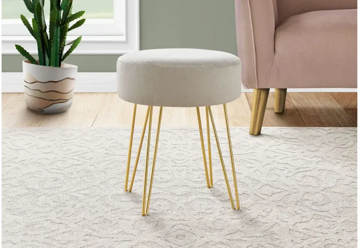 Ottoman - Beige Fabric / Gold Metal Legs