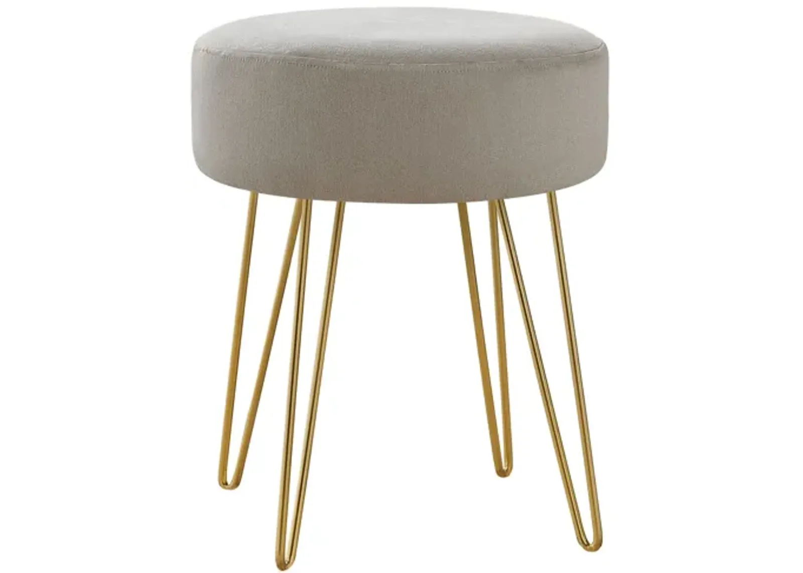 Ottoman - Beige Fabric / Gold Metal Legs