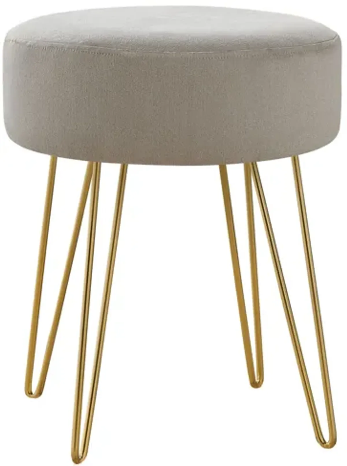 Ottoman - Beige Fabric / Gold Metal Legs