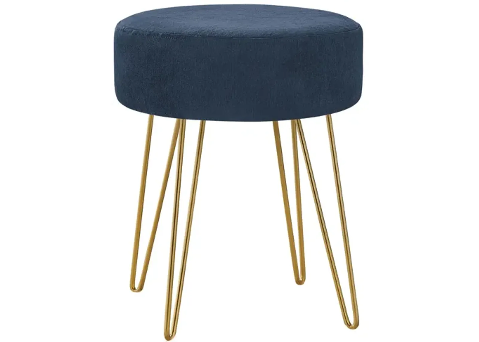 Ottoman - Blue Fabric / Gold Metal Legs