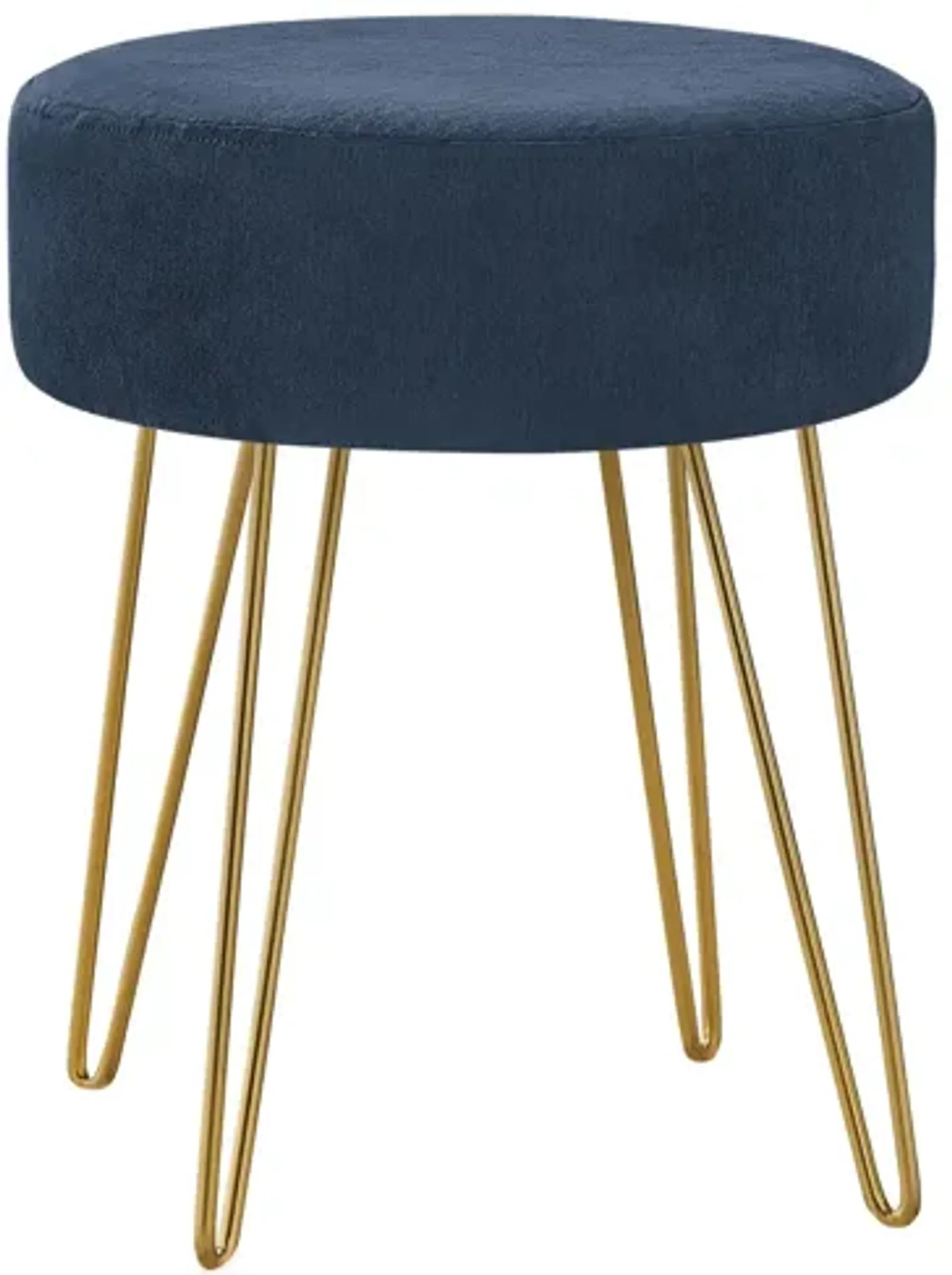 Ottoman - Blue Fabric / Gold Metal Legs