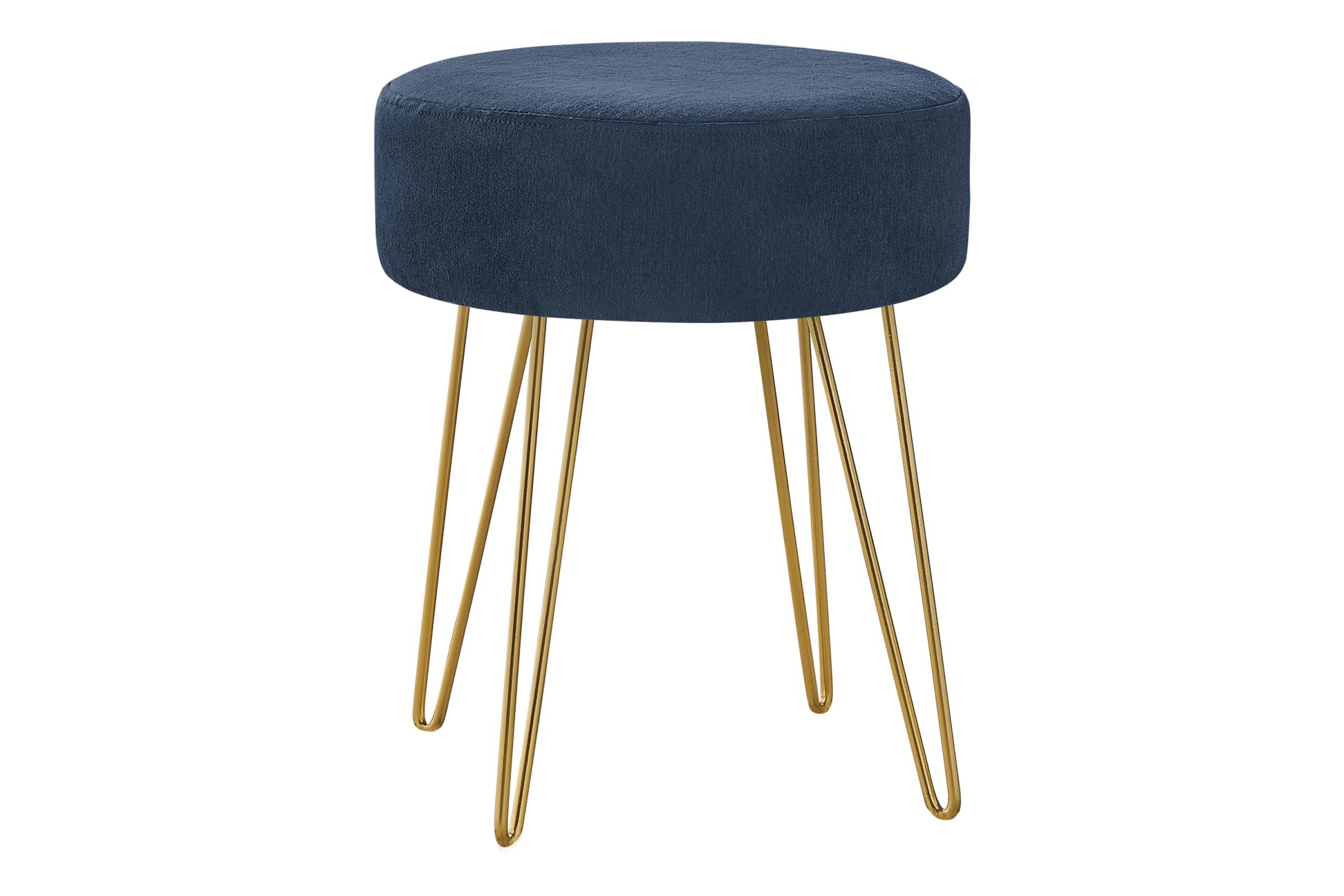 Blue Ottoman with Gold Legs