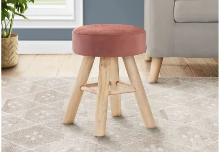 Pink Ottoman with Wood Legs