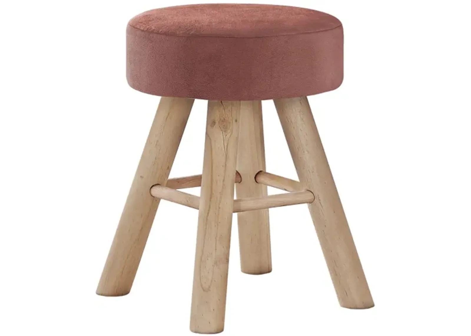 Pink Ottoman with Wood Legs