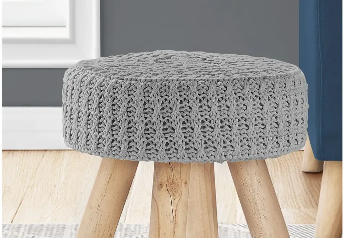 Grey Knit Ottoman