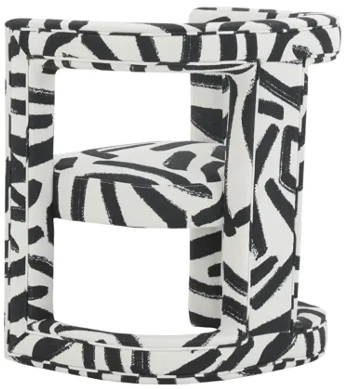 Ada Velvet Chair in Black Brushstroke Pattern