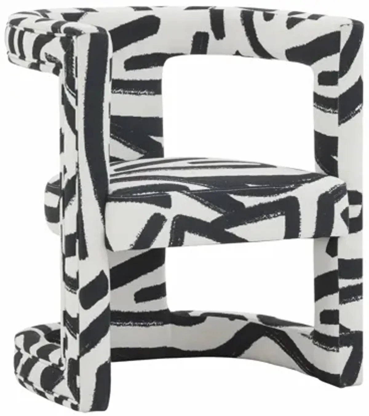 Ada Velvet Chair in Black Brushstroke Pattern