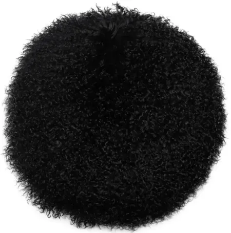 New Zealand Black Sheepskin 16" Round Pillow
