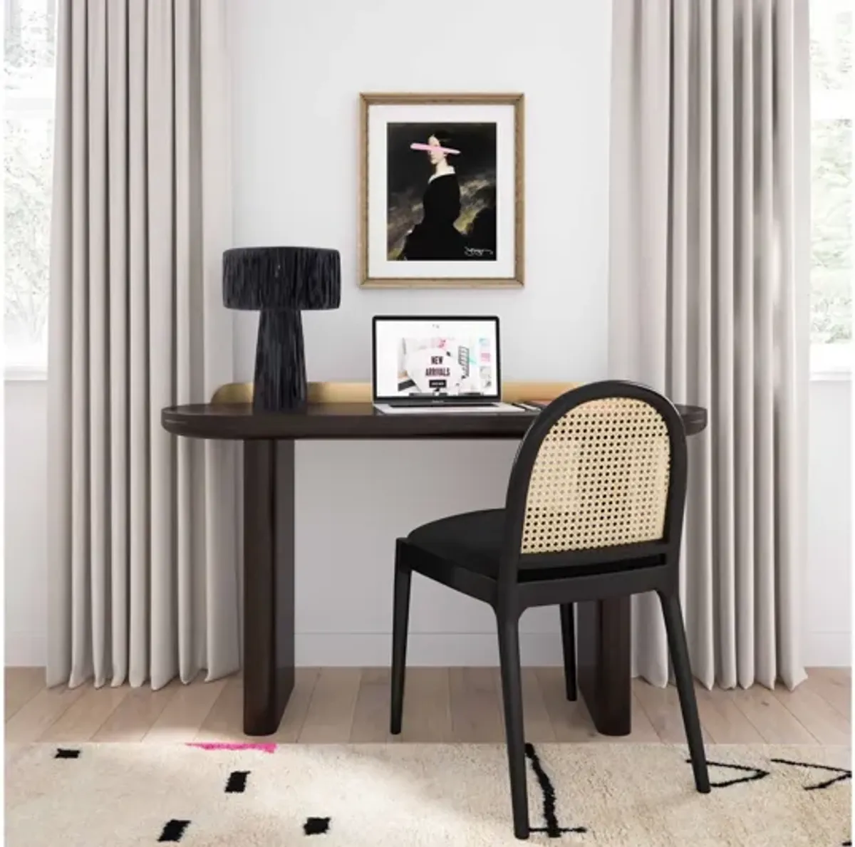 Shelby Rafia Black Table Lamp