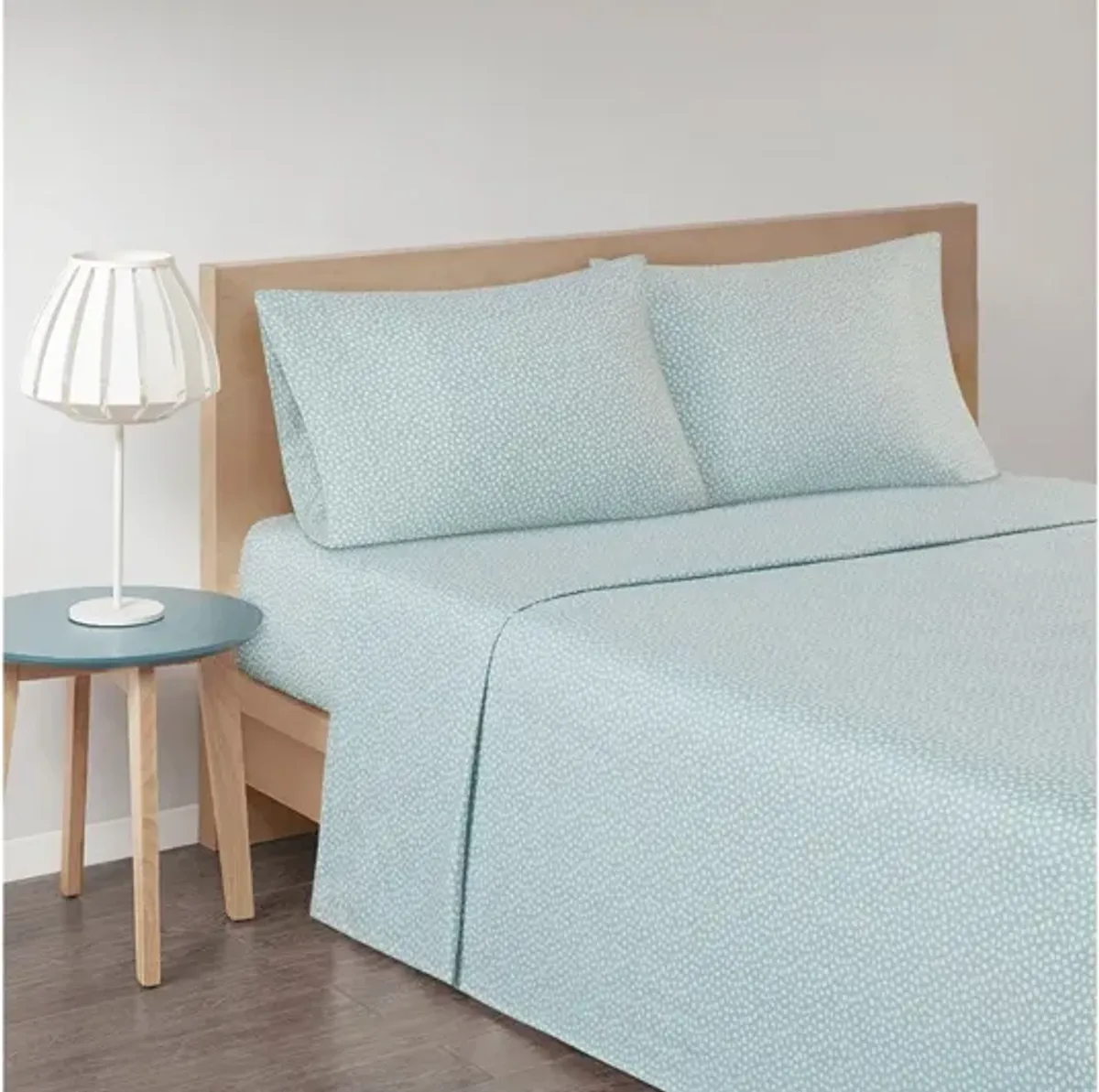 Cozy Flannel Aqua Dots 100% Cotton Flannel Printed Twin Sheet Set