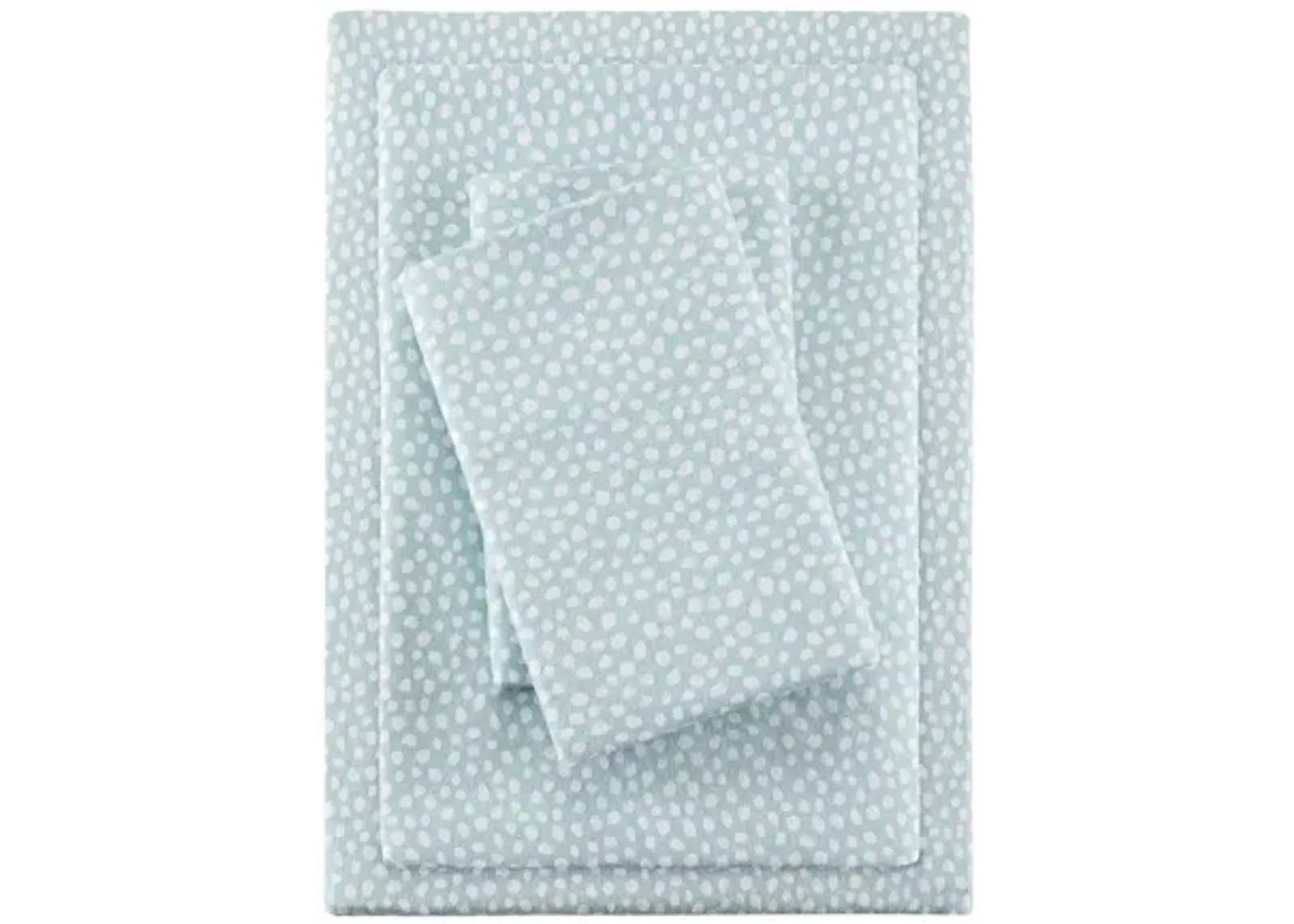 Cozy Flannel Aqua Dots 100% Cotton Flannel Printed Twin Sheet Set