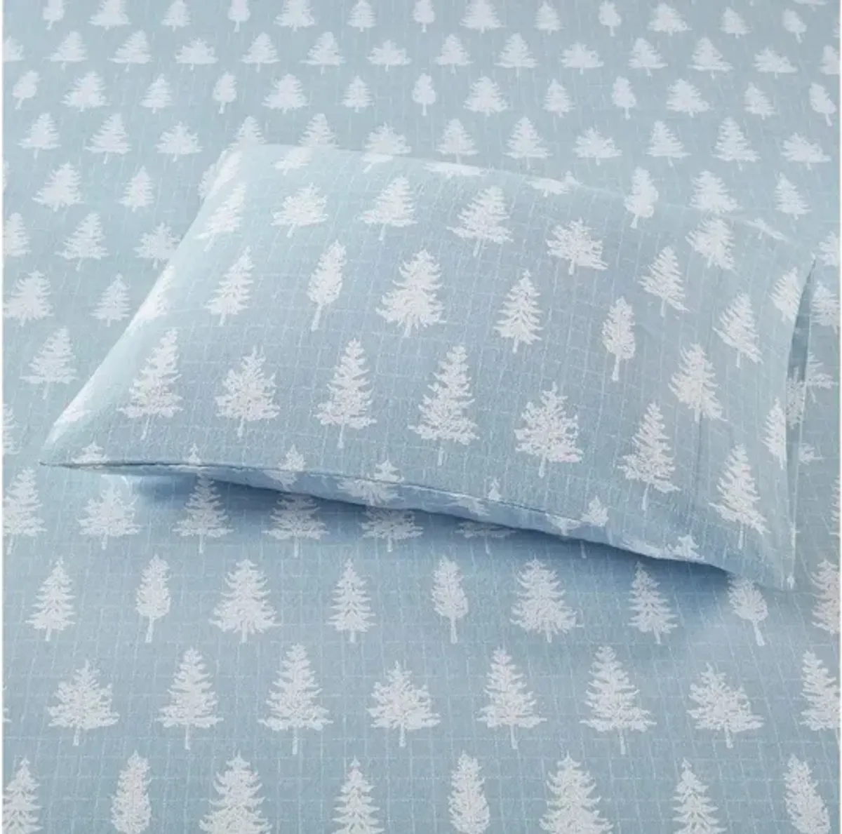 Cozy Flannel Blue Forest 100% Cotton Flannel Printed King Sheet Set