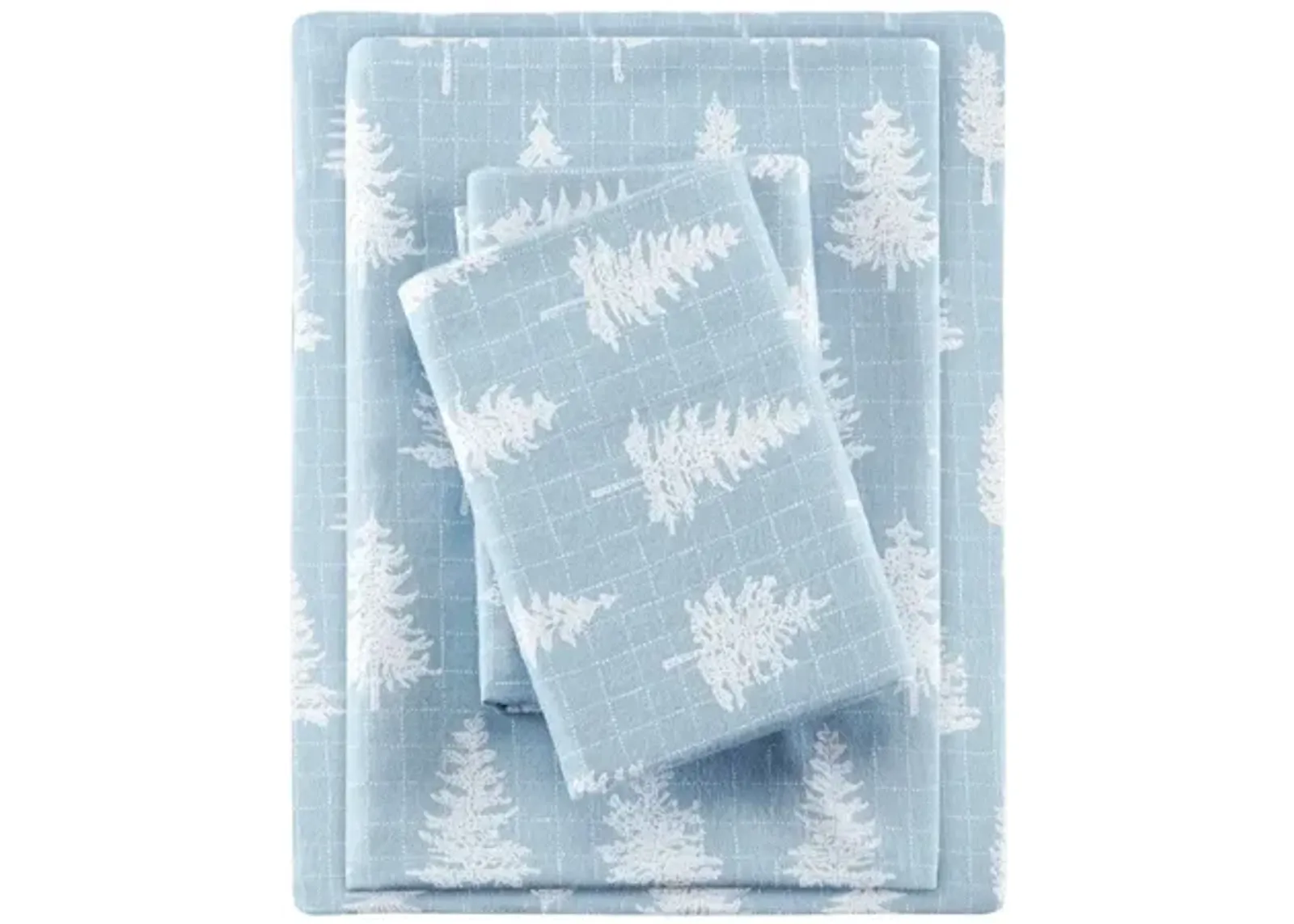 Cozy Flannel Blue Forest 100% Cotton Flannel Printed King Sheet Set