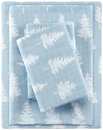 Cozy Flannel Blue Forest 100% Cotton Flannel Printed Full Sheet Set