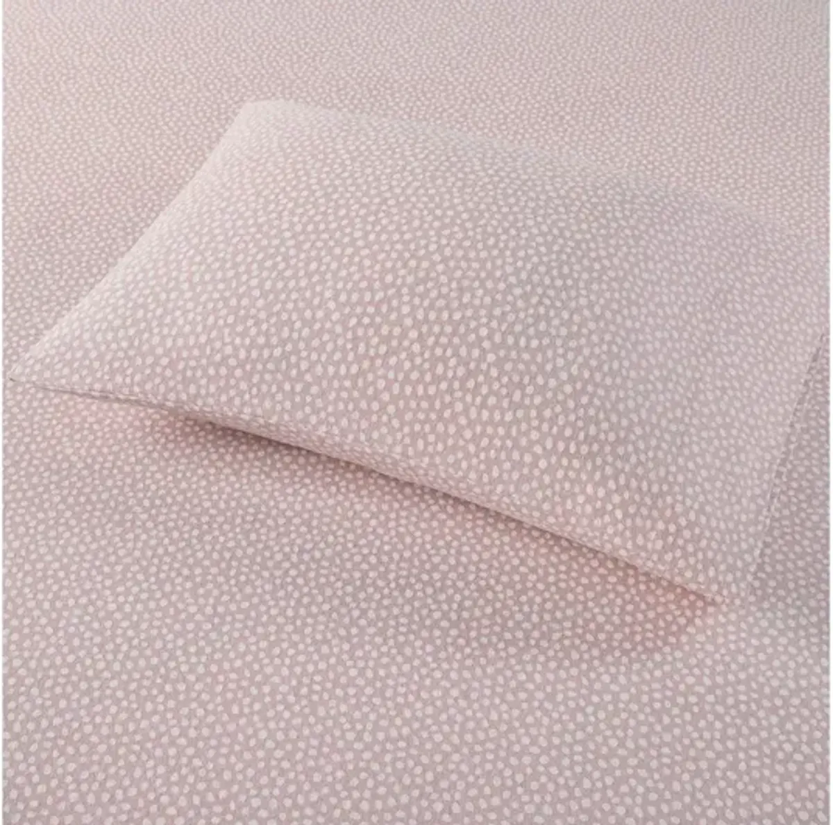 Cozy Flannel Blush Dots 100% Cotton Flannel Printed Twin Sheet Set