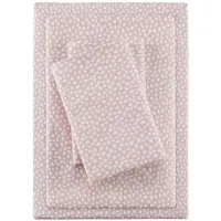 Cozy Flannel Blush Dots 100% Cotton Flannel Printed Twin Sheet Set