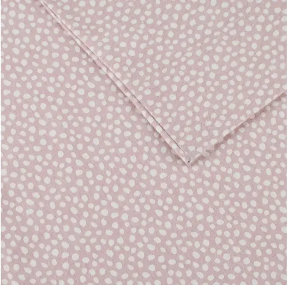 Cozy Flannel Blush Dots 100% Cotton Flannel Printed Queen Sheet Set