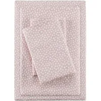Cozy Flannel Blush Dots 100% Cotton Flannel Printed Queen Sheet Set