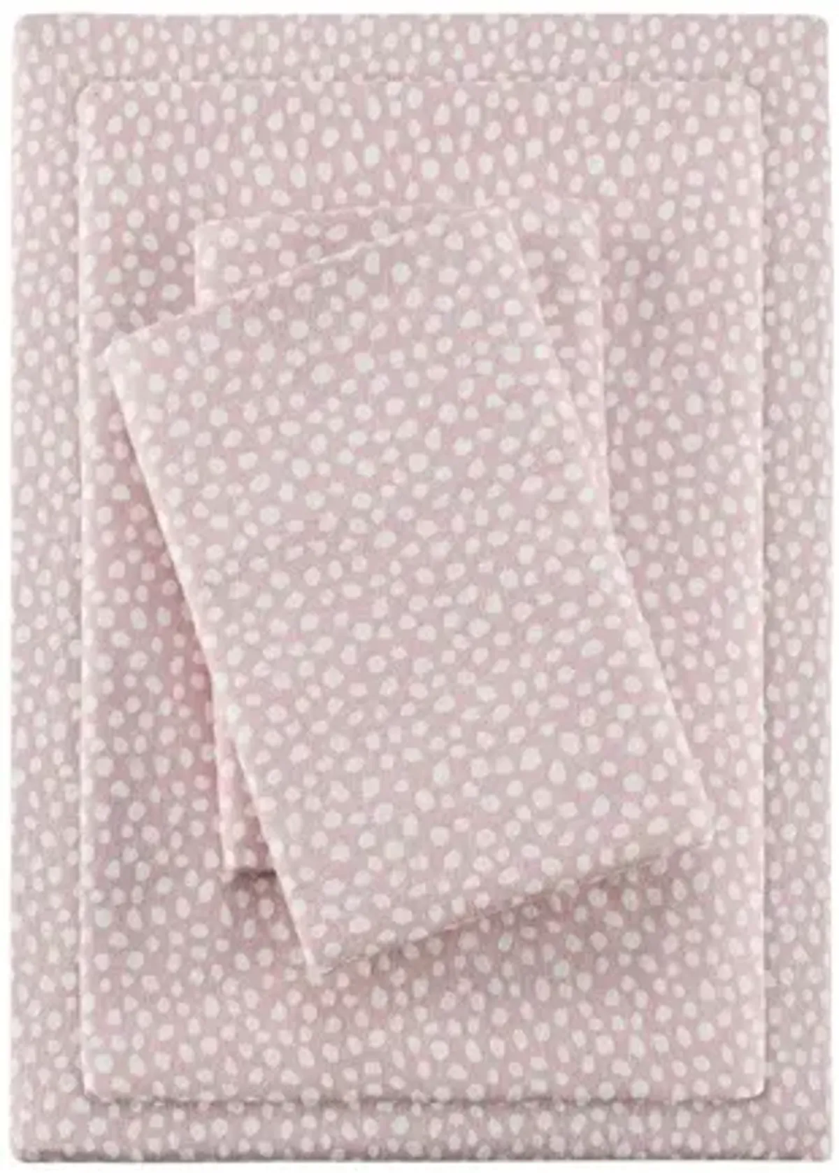 Cozy Flannel Blush Dots 100% Cotton Flannel Printed Queen Sheet Set