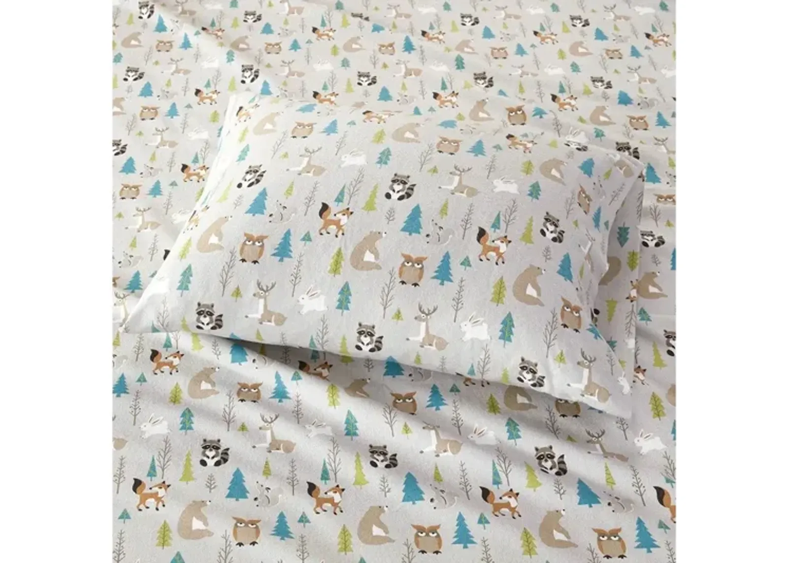 Cozy Flannel Grey Dogs 100% Cotton Flannel Printed Twin Sheet Set