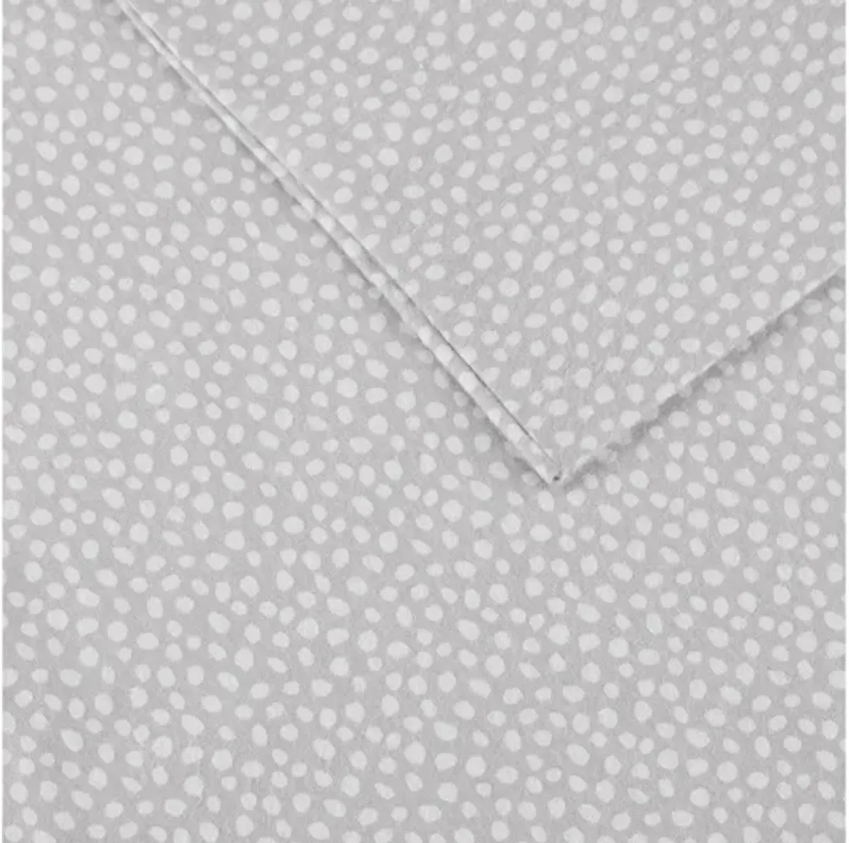 Cozy Flannel Grey Dots 100% Cotton Flannel Printed Twin Sheet Set