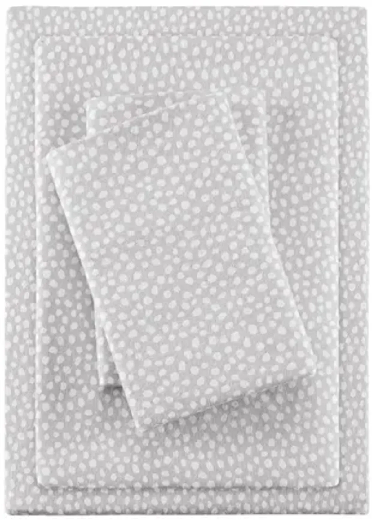 Cozy Flannel Grey Dots 100% Cotton Flannel Printed Full Sheet Set