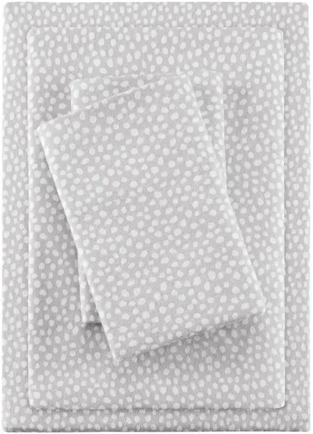 Cozy Flannel Grey Dots 100% Cotton Flannel Printed Full Sheet Set
