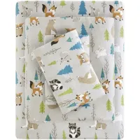 Cozy Flannel Forest Animals 100% Cotton Flannel Printed Full Sheet Set