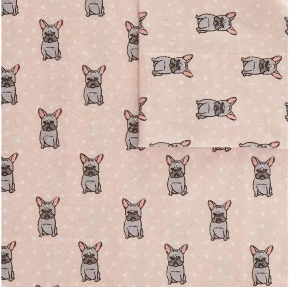 Cozy Flannel Pink French Bulldog 100% Cotton Flannel Printed Queen Sheet Set