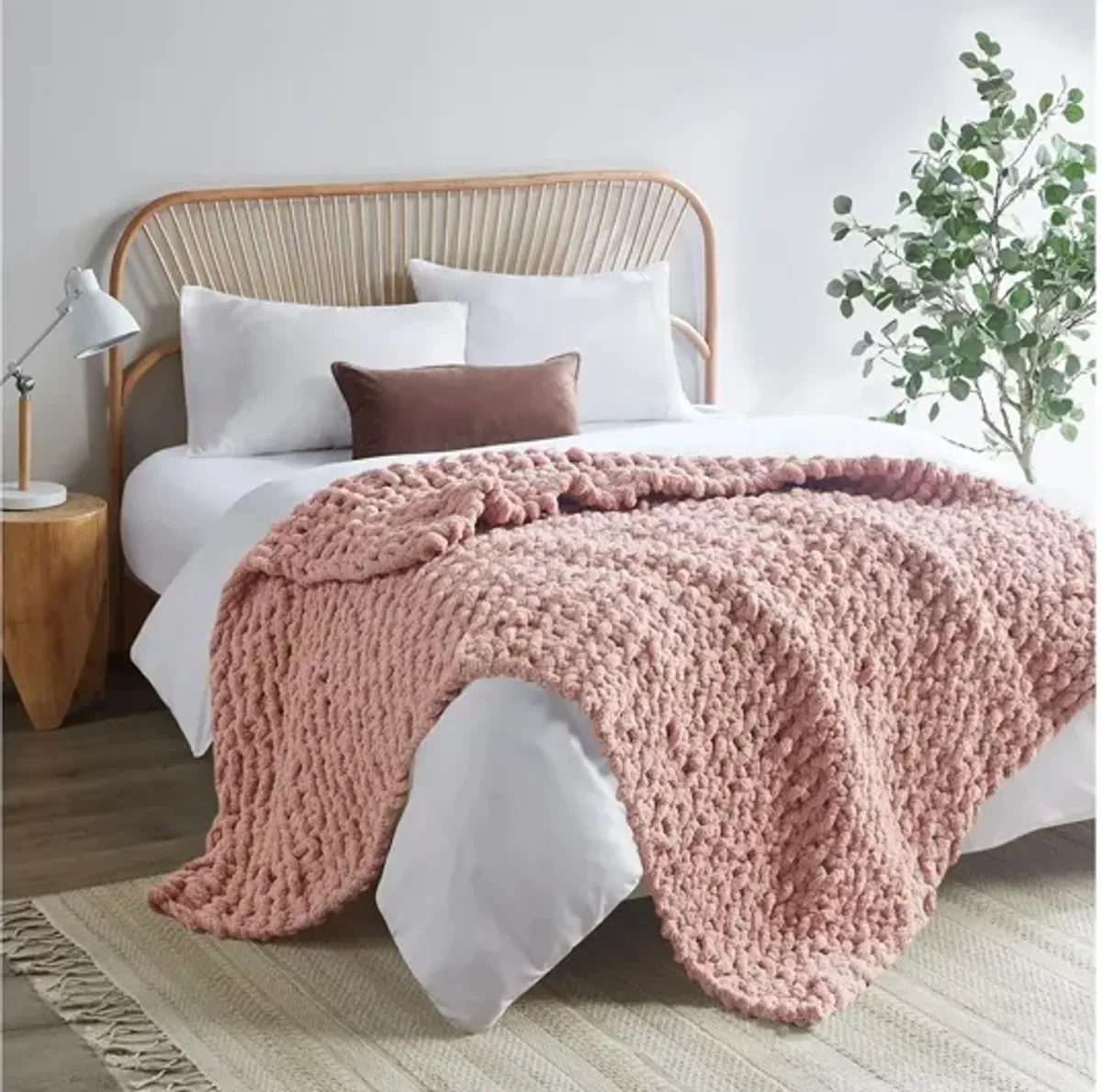 Chenille Blush Chunky Knit Throw