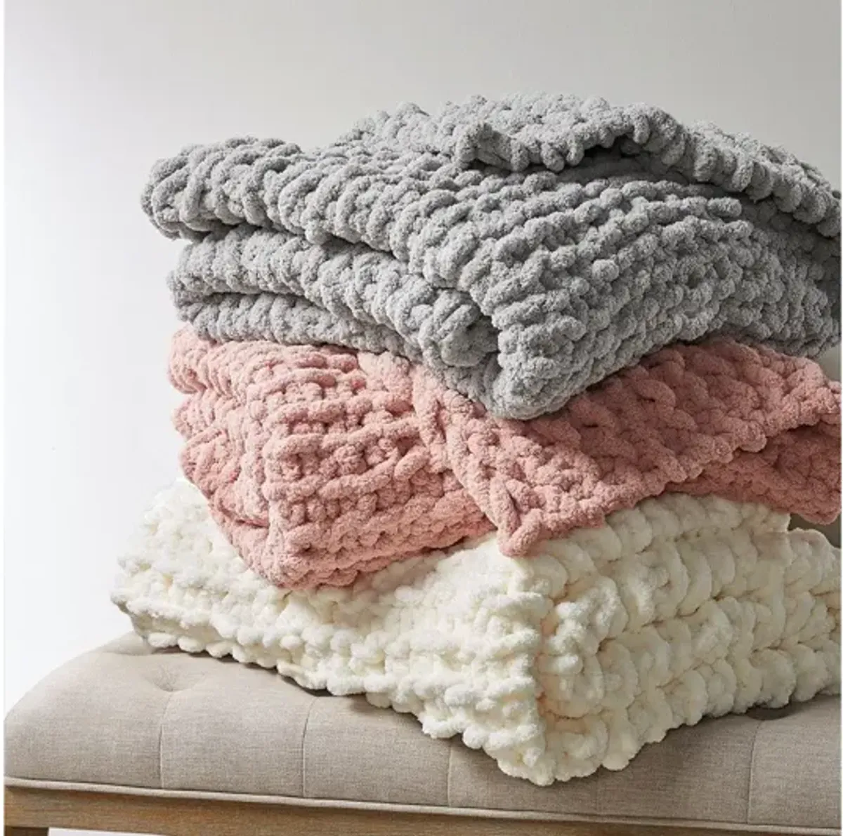 Chenille Blush Chunky Knit Throw