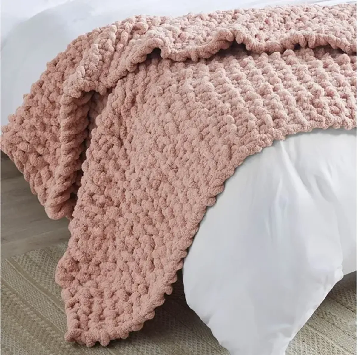 Chenille Blush Chunky Knit Throw