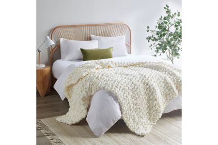 Chenille Ivory Chunky Knit Throw