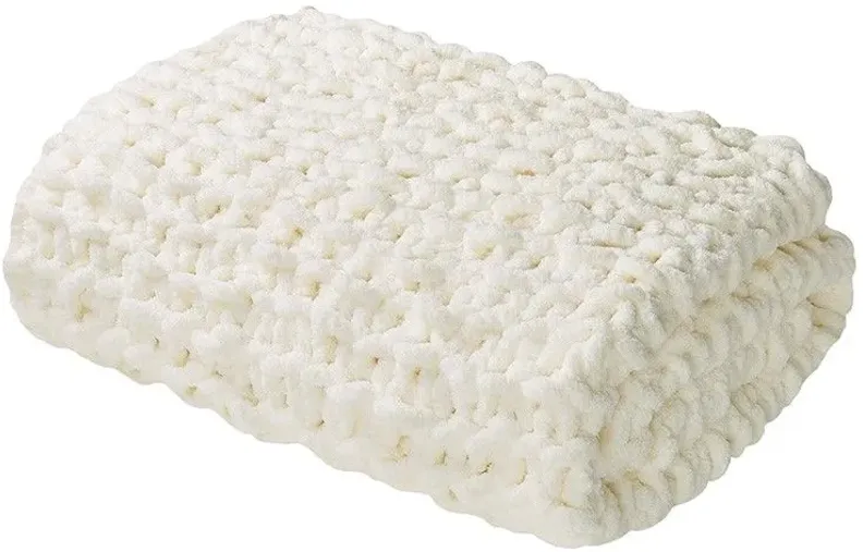 Chenille Ivory Chunky Knit Throw