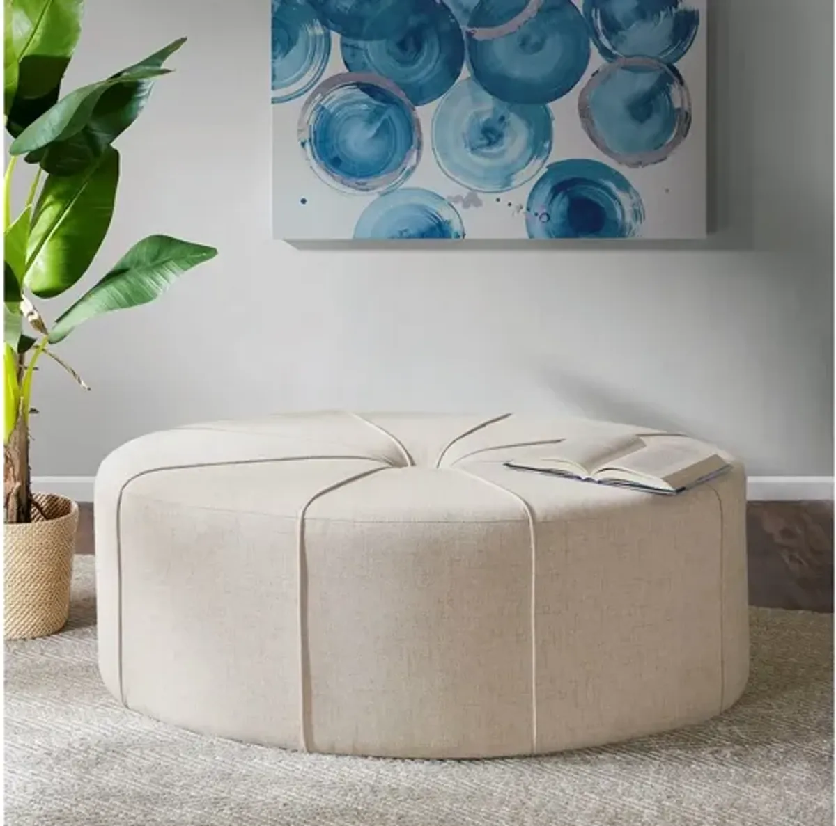 Ferris Cream Oval Ottoman