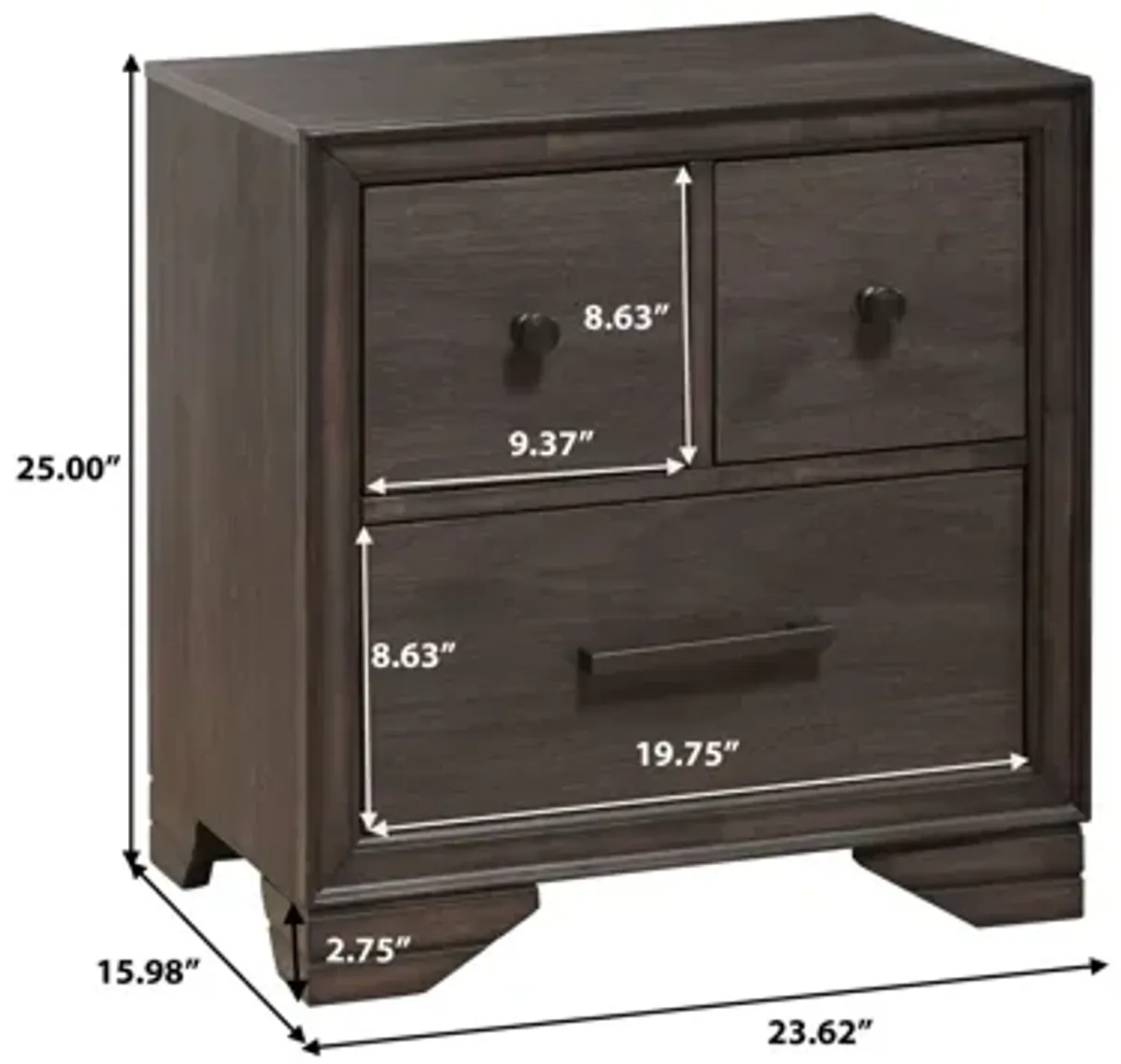 Youth Brown Nightstand with USB Port