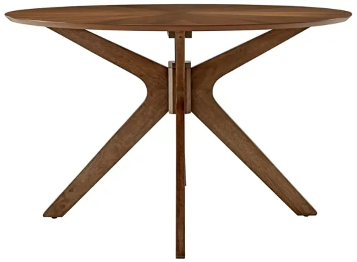 Crossroads 47" Round Wood Dining Table in Walnut