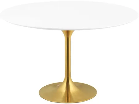Lippa 54" Round Wood Dining Table in Gold White