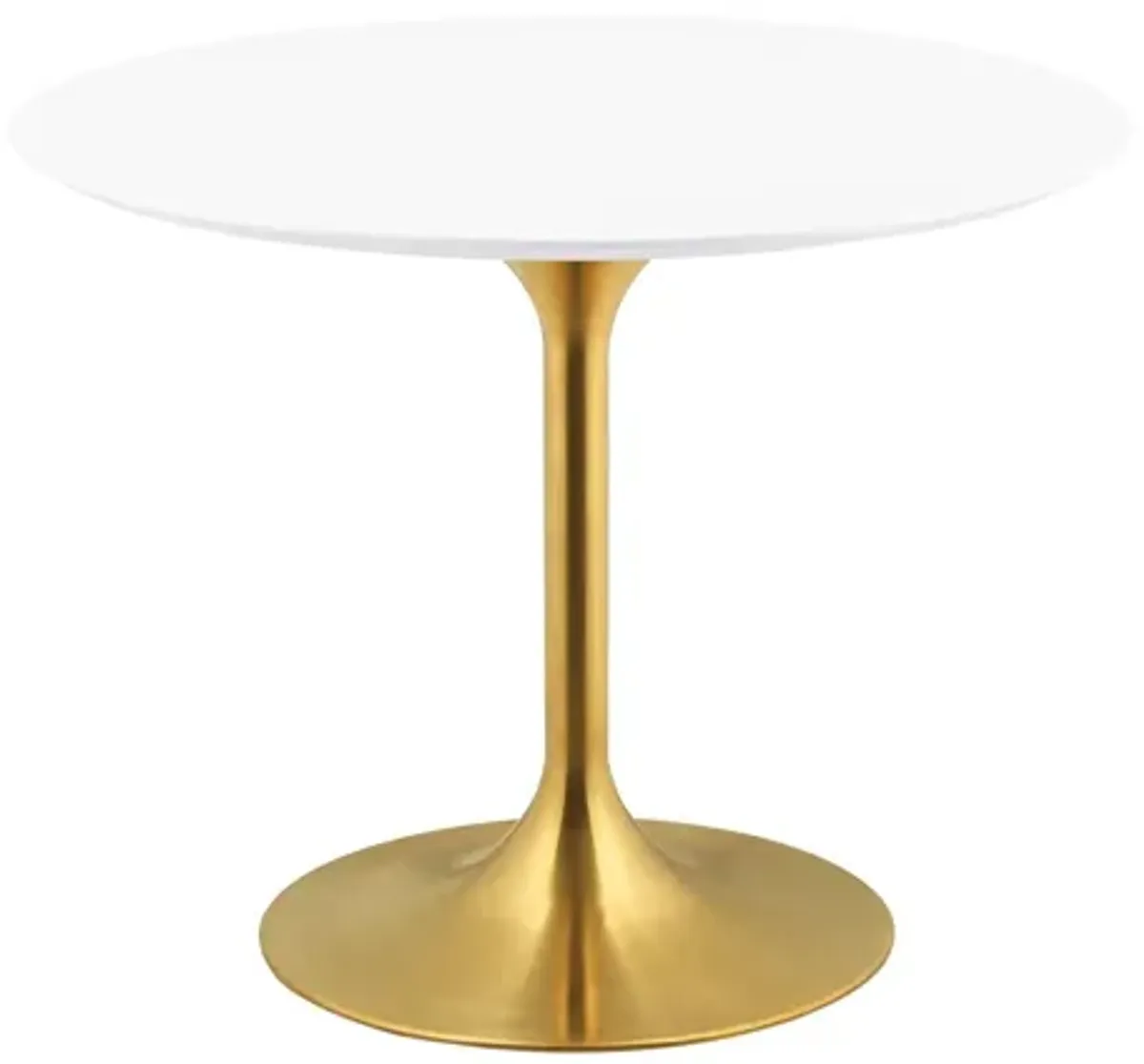 Lippa 40" Round Wood Dining Table in Gold White