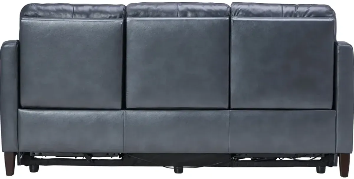 Marco Blue Dual Power Leather Reclining Sofa