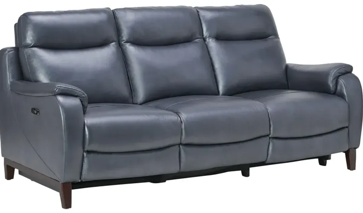 Marco Blue Dual Power Leather Reclining Sofa